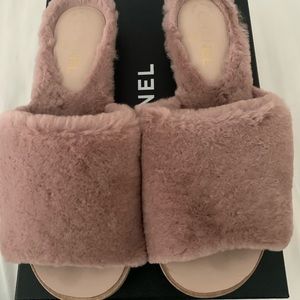 Chanel fur slides